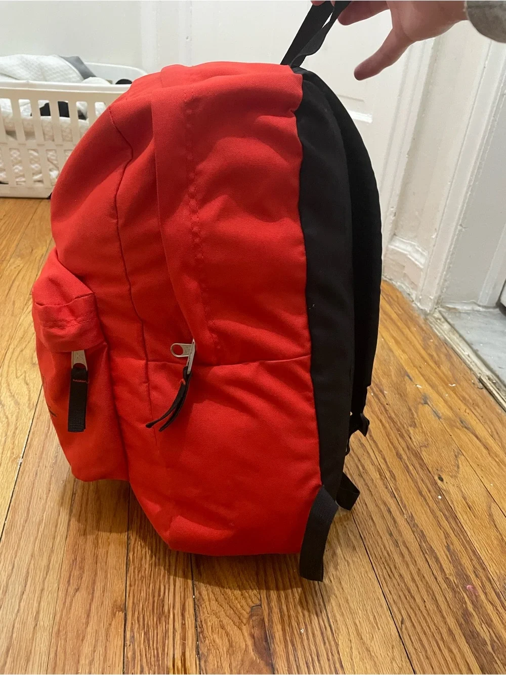 Jansport Red Backpack with Front Pocket and Detroit Zoo Print